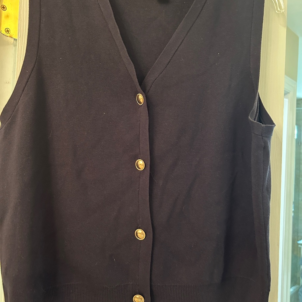 Free Assembly Navy Women's  Button-Up Sweater Vest